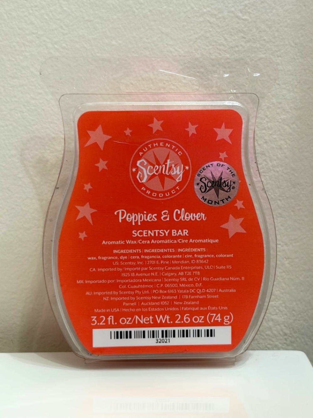 Scentsy Poppies & Clover Wax Bar